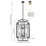 Black 8-Light Industrial Rectangle Pendant Sand Nickel Candle Style Hanging Lamp Iron Frame Chandelier