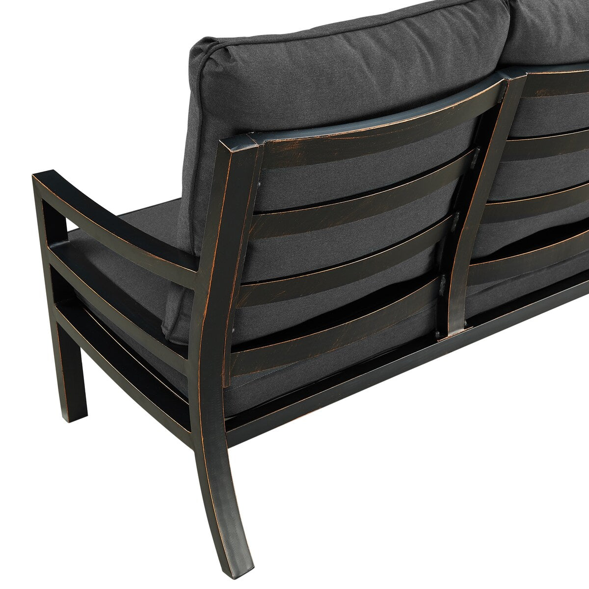 Black Aluminum Deep Seating Deep Seating Loveseat with Cushions