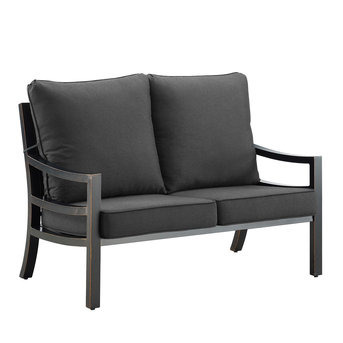 Black Aluminum Deep Seating Deep Seating Loveseat with Cushions