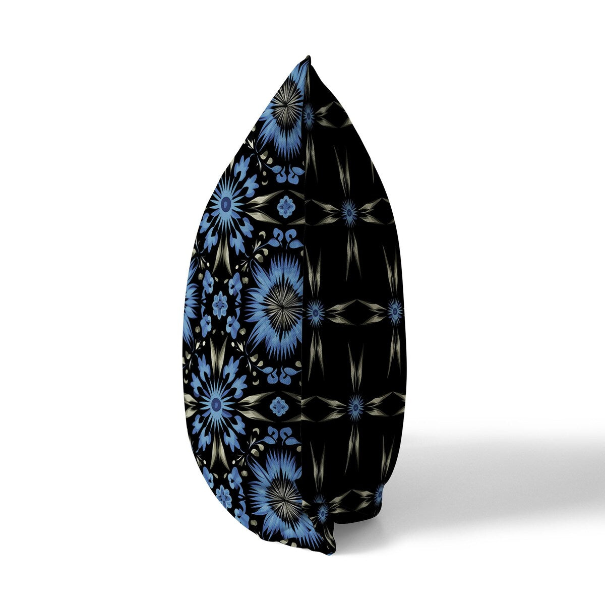 Black And Blue Batik Bliss Indoor/Outdoor Throw Pillow Zipper
