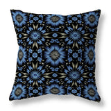 Black And Blue Batik Bliss Indoor/Outdoor Throw Pillow Zipper