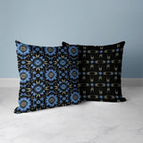 Black And Blue Batik Bliss Indoor/Outdoor Throw Pillow Zipper