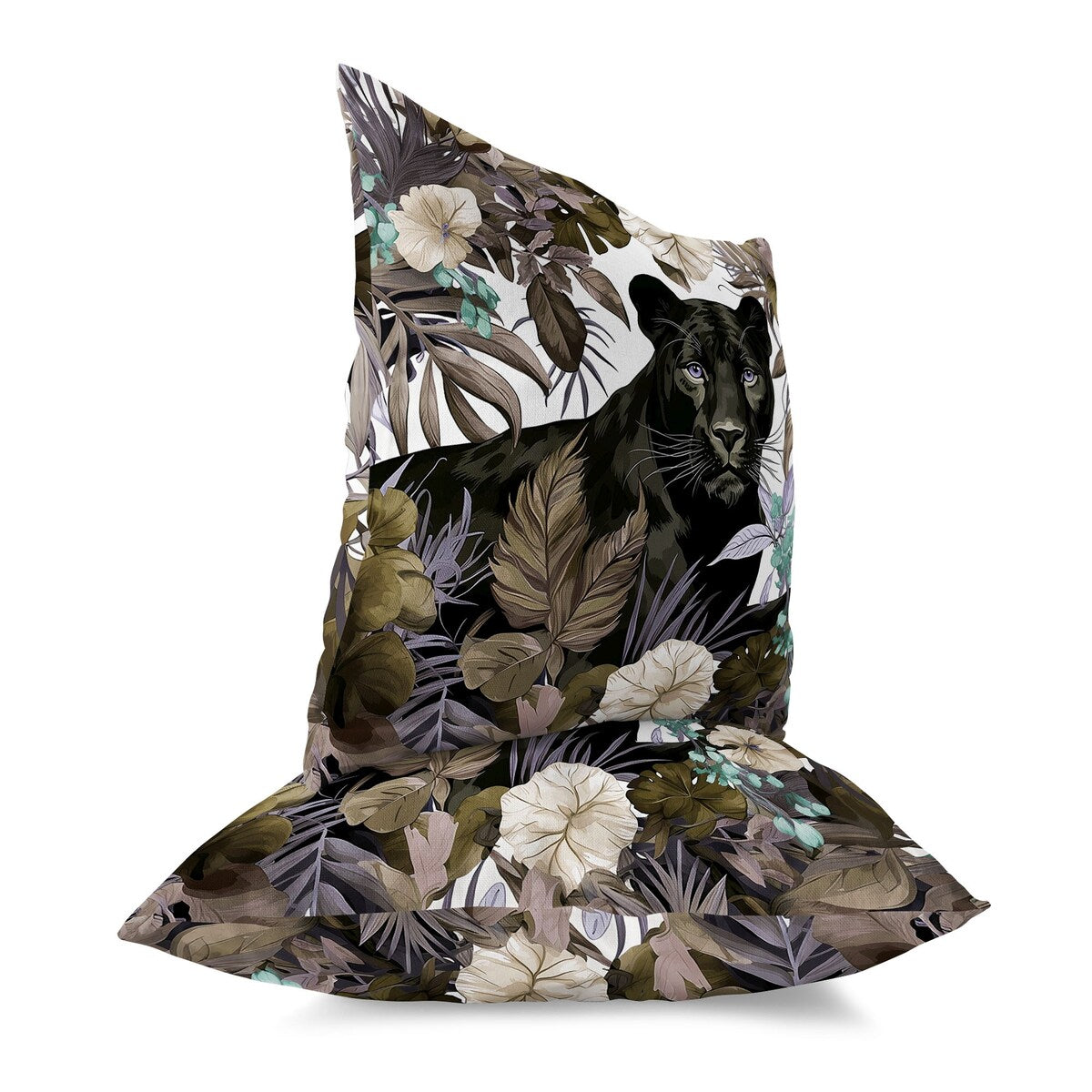 Black And Olive Panther Tropic Twilight Indoor/Outdoor Throw Pillow Zipper