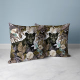 Black And Olive Panther Tropic Twilight Indoor/Outdoor Throw Pillow Zipper