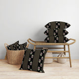 Black And Pink Anemone Artistry Faux Suede Throw Pillow Zipper