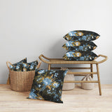 Black And Yellow Delightful Wildflowers Indoor/Outdoor Throw Pillow