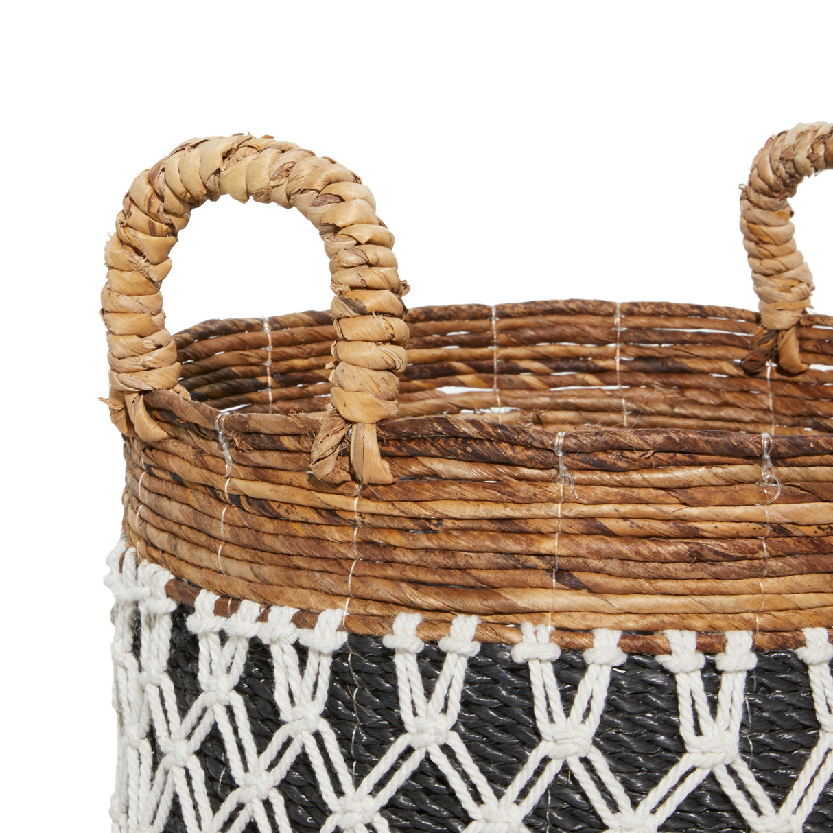 Black Banana Leaf Bohemian Storage Basket (Set of 2) - S/2 19", 18"H