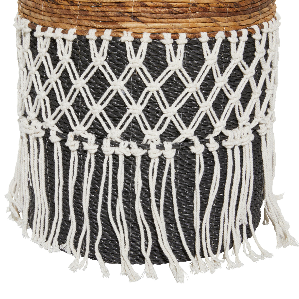 Black Banana Leaf Bohemian Storage Basket (Set of 2) - S/2 19", 18"H
