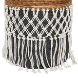 Black Banana Leaf Bohemian Storage Basket (Set of 2) - S/2 19", 18"H