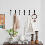 Black Cast Iron Raiway Spike Wall Mount Hook Set (Set of 6)