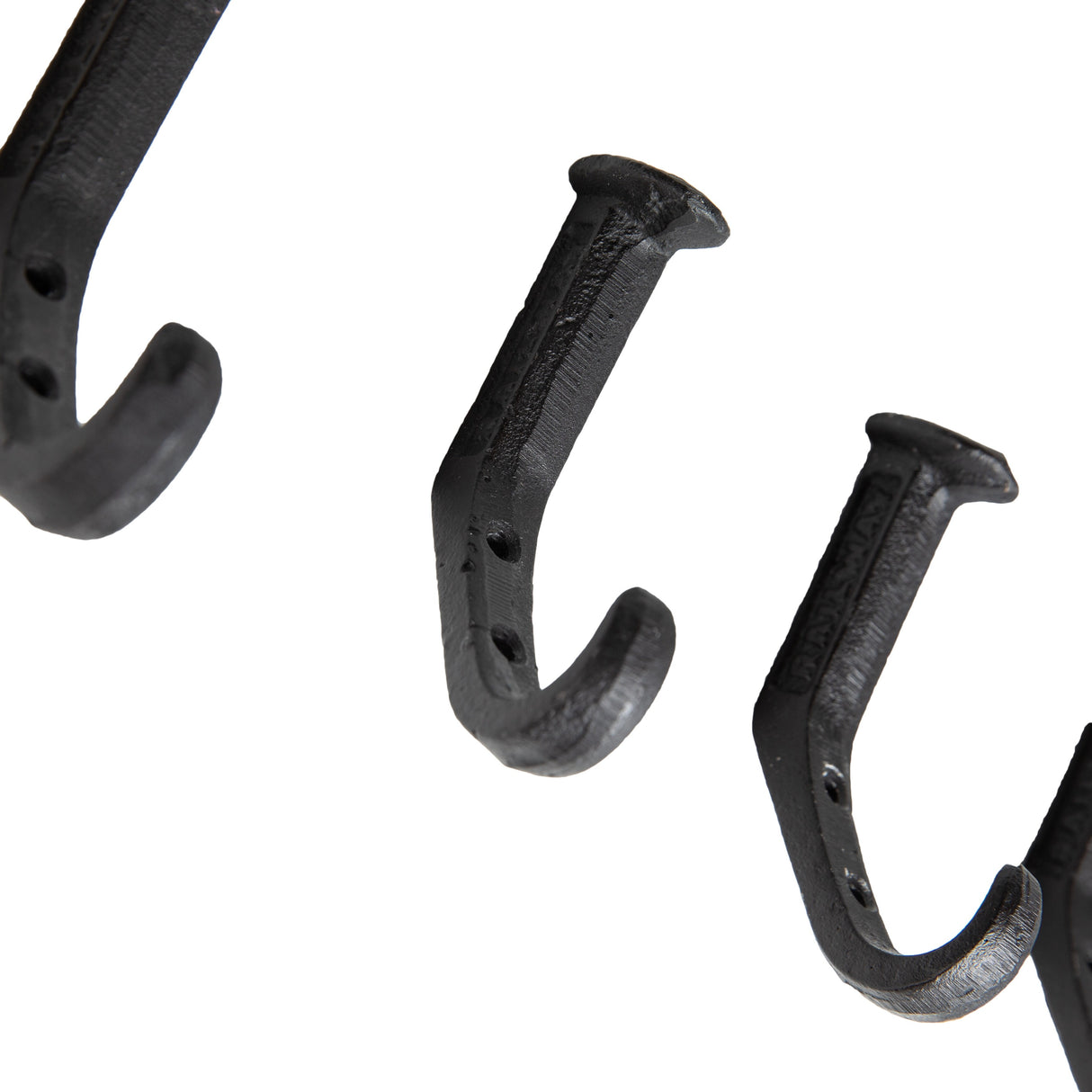 Black Cast Iron Raiway Spike Wall Mount Hook Set (Set of 6)