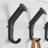 Black Cast Iron Raiway Spike Wall Mount Hook Set (Set of 6)