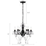 Black Chandelier with Clear Crystals 6-Light Crystal Chandeliers