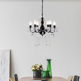 Black Chandelier with Clear Crystals 6-Light Crystal Chandeliers