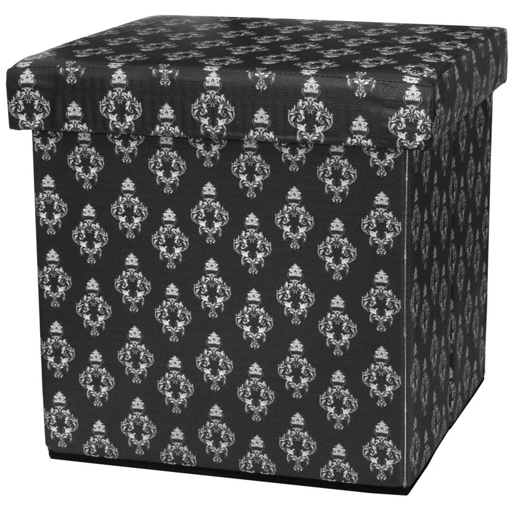 Black Damask Storage Ottoman