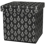 Black Damask Storage Ottoman