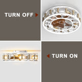 Black Drum Flush Mount Ceiling Fans with Remote Control,Reversible Airflow