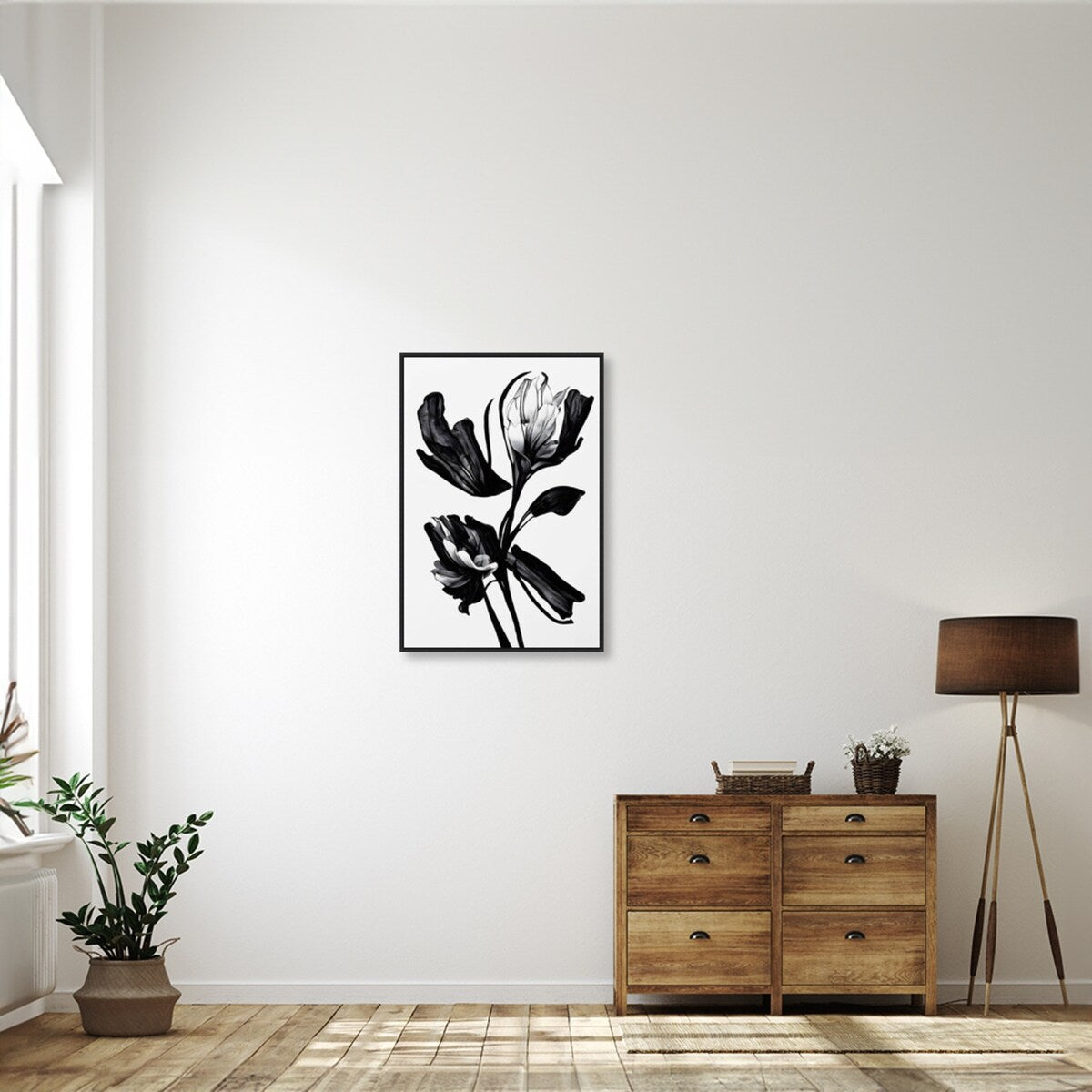 Black Flower by Treechild Framed Canvas Wall Art Print - Sylvie Black