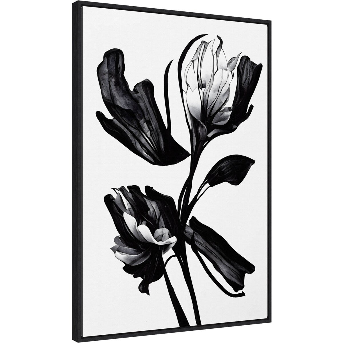 Black Flower by Treechild Framed Canvas Wall Art Print - Sylvie Black
