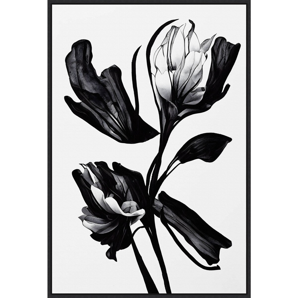 Black Flower by Treechild Framed Canvas Wall Art Print - Sylvie Black