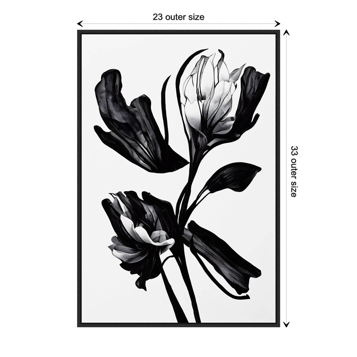 Black Flower by Treechild Framed Canvas Wall Art Print - Sylvie Black