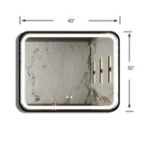 Black Framed Anti-Fog Led Light Bathroom Vanity Mirror with Brightness Adjustment,Dimmable Touch,Wall Switch Control