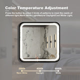 Black Framed Anti-Fog Led Light Bathroom Vanity Mirror with Brightness Adjustment,Dimmable Touch,Wall Switch Control