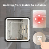 Black Framed Anti-Fog Led Light Bathroom Vanity Mirror with Brightness Adjustment,Dimmable Touch,Wall Switch Control
