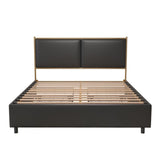 Black Full-size Metal Bed with Steamed Bread Shaped Backrest