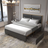 Black Full-size Metal Bed with Steamed Bread Shaped Backrest