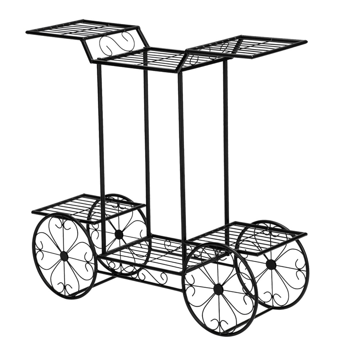 Black Garden Flower Pot Plant Holder Display Rack 6 Tiers