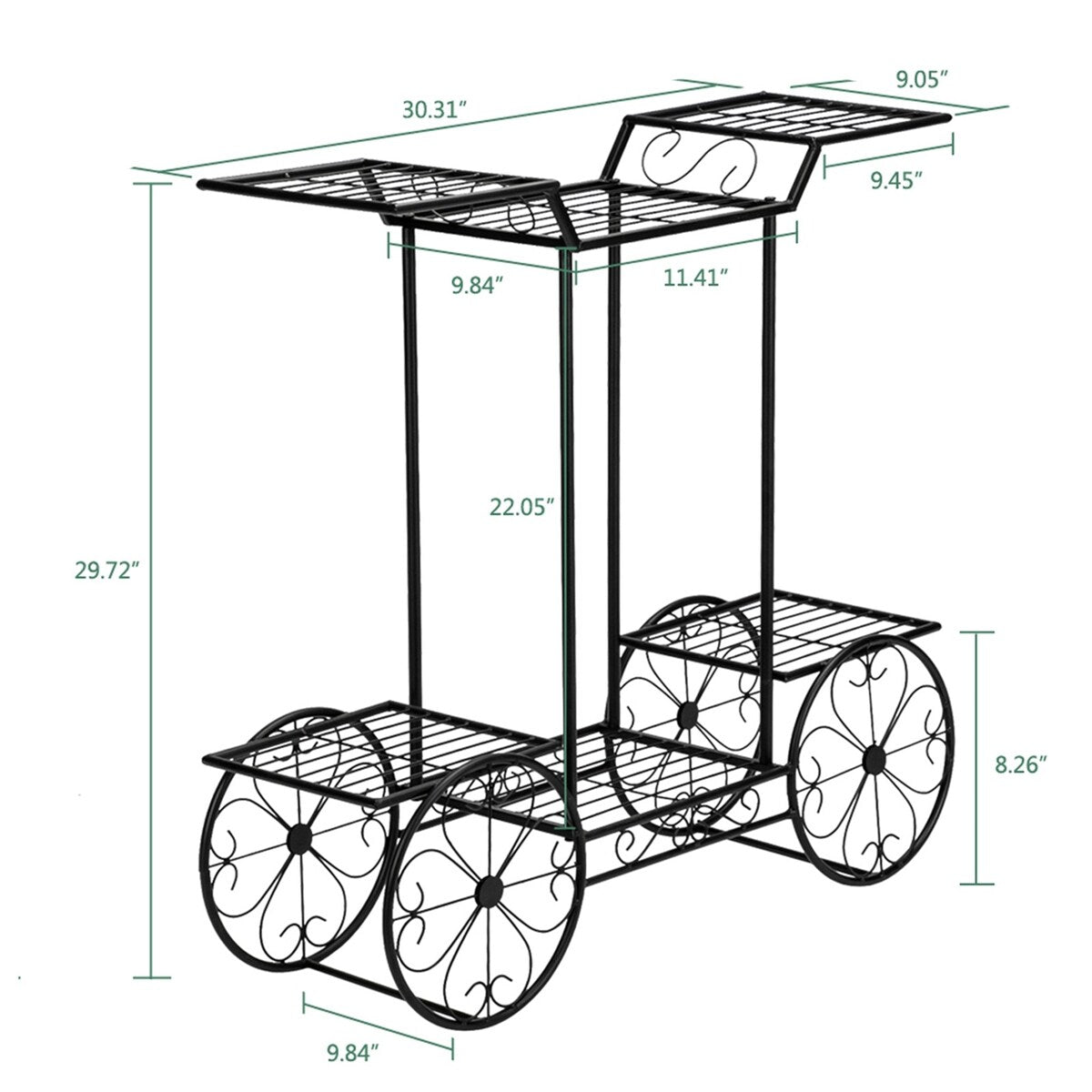 Black Garden Flower Pot Plant Holder Display Rack 6 Tiers