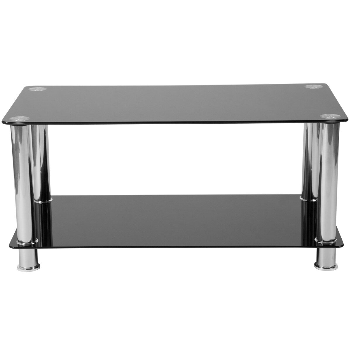 Round Tempered Glass Coffee Table with Round Matte Gold Frame - Accent Table