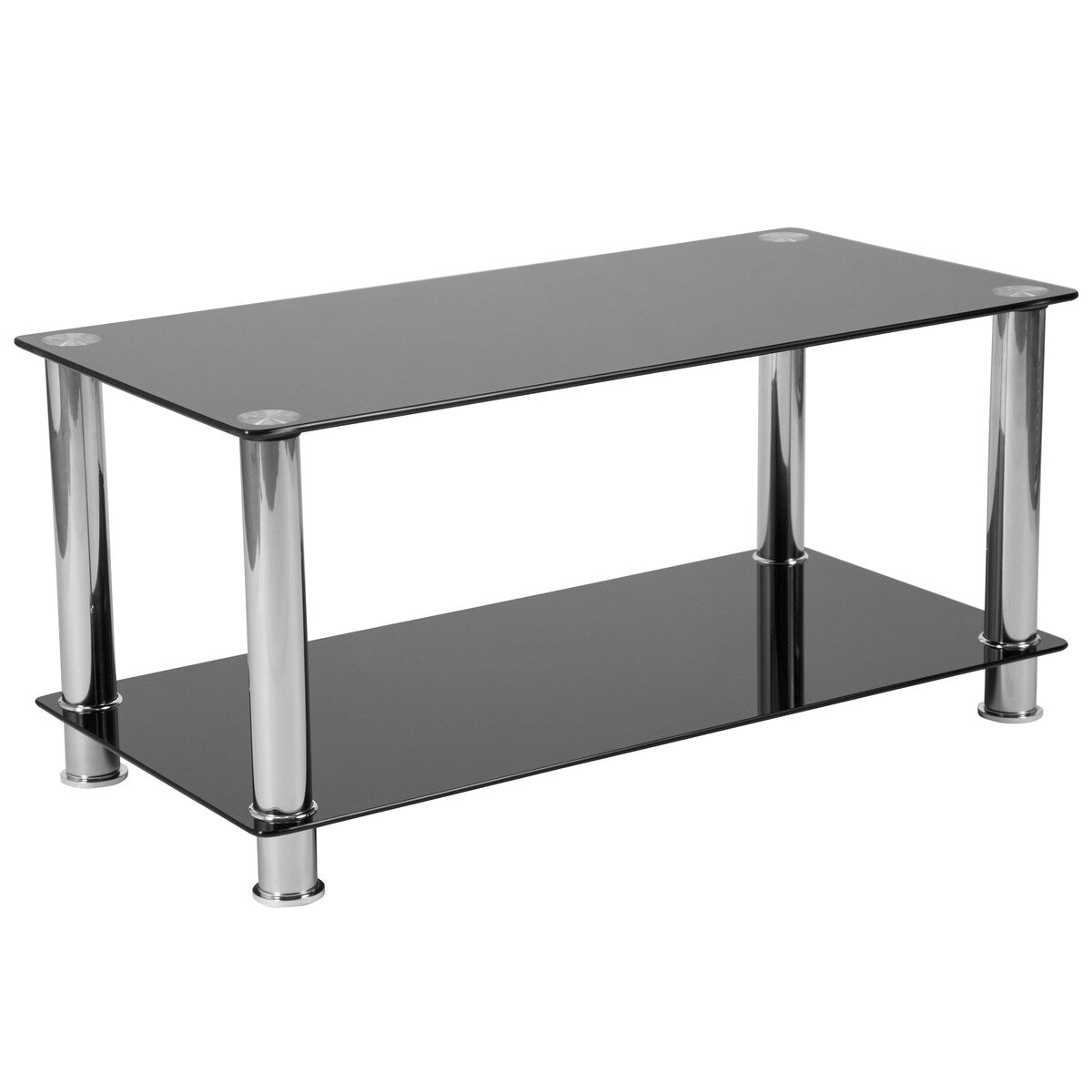 Round Tempered Glass Coffee Table with Round Matte Gold Frame - Accent Table