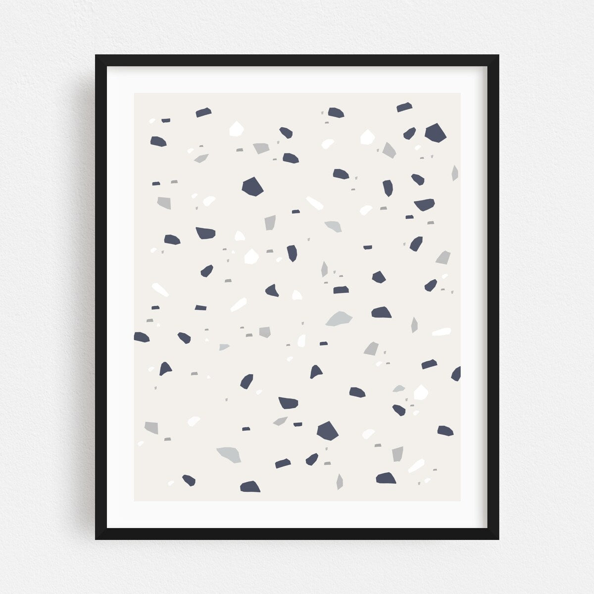 Black Gray White Terrazzo 1 Collage Abstract Boho Art Print/Poster