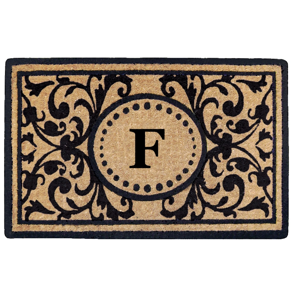 Black Heavy-duty Coir Monogrammed Heritage Doormat - 22 inches x 36 inches
