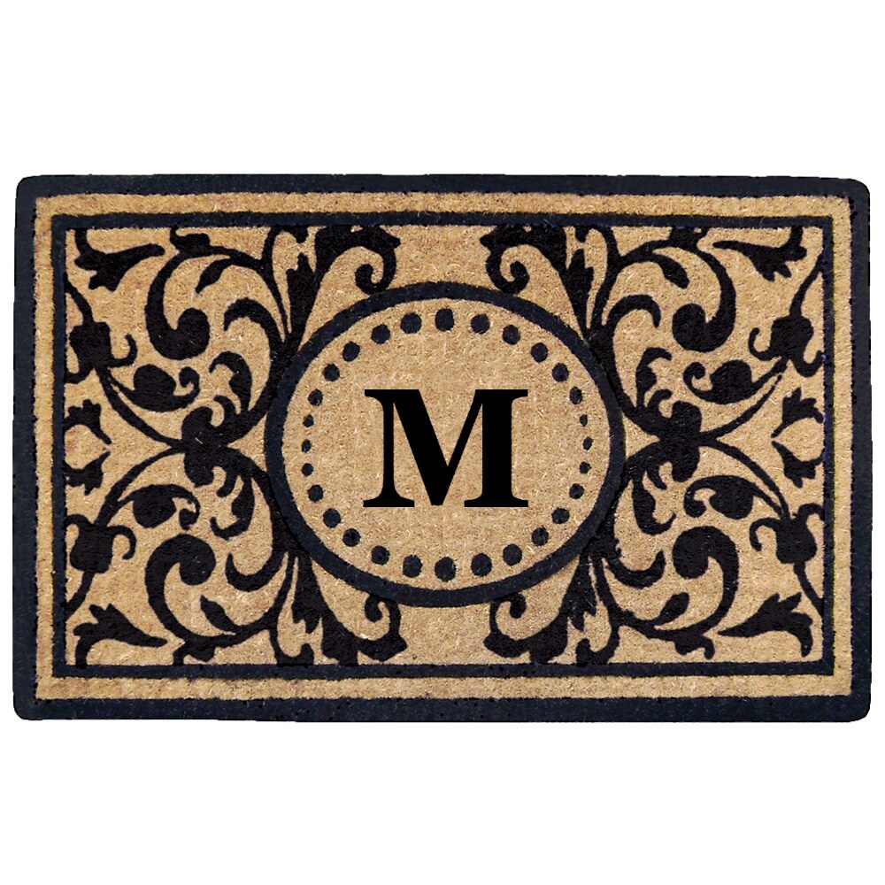 Black Heavy-duty Coir Monogrammed Heritage Doormat - 22 inches x 36 inches