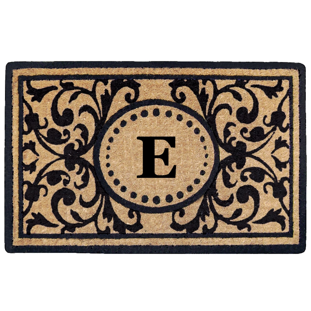 Black Heavy-duty Coir Monogrammed Heritage Doormat - 22 inches x 36 inches