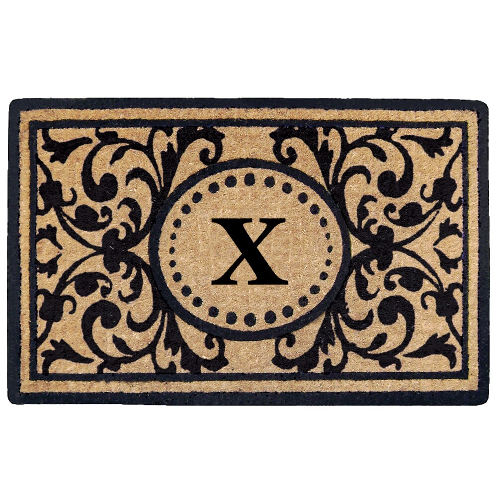 Black Heavy-duty Coir Monogrammed Heritage Doormat - 22 inches x 36 inches