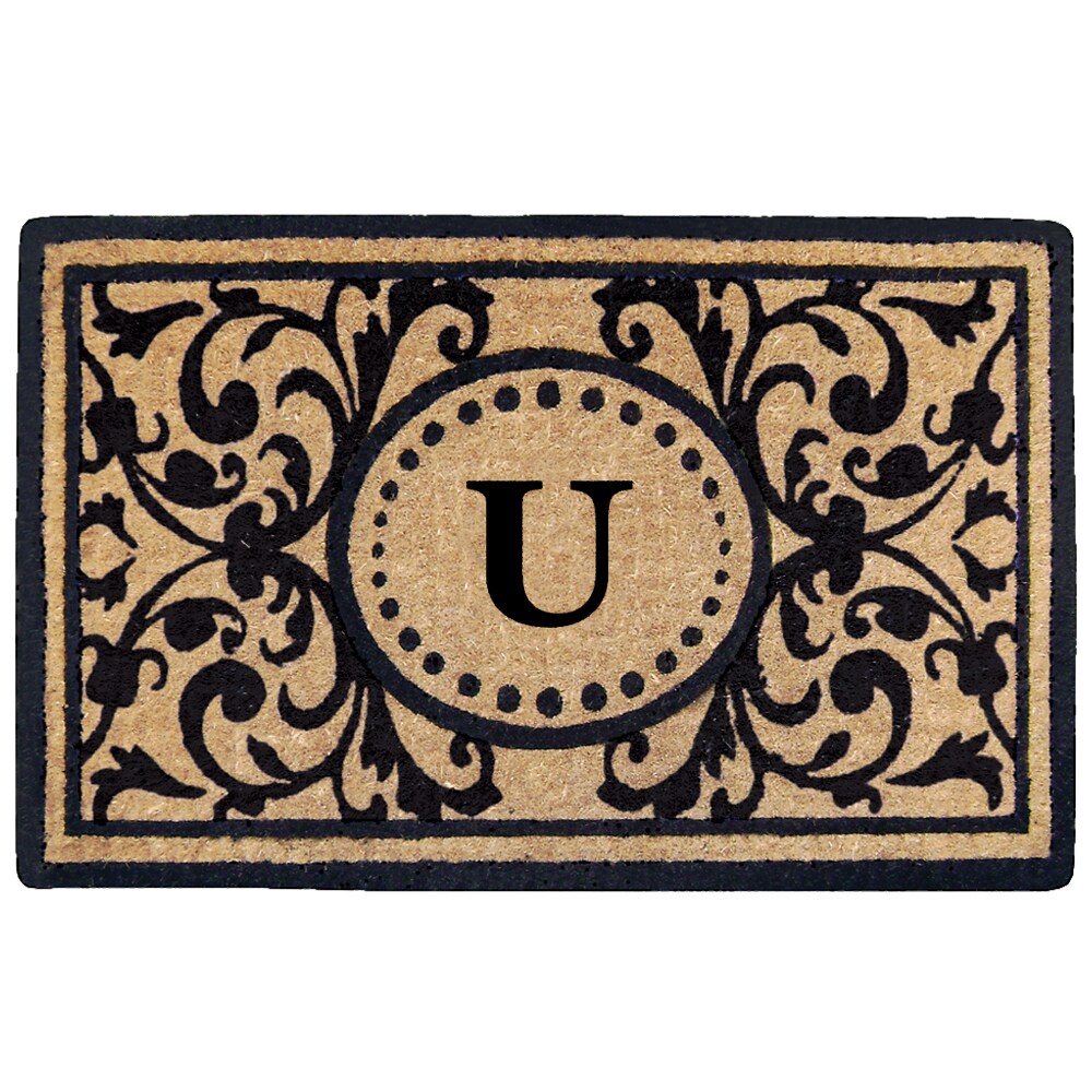 Black Heavy-duty Coir Monogrammed Heritage Doormat - 22 inches x 36 inches