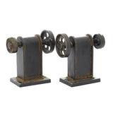 Black Metal Gear Bookends (Set of 2) - 8.31