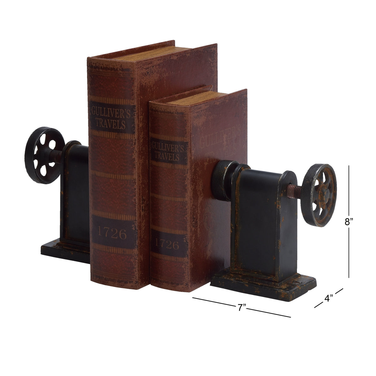 Black Metal Gear Bookends (Set of 2) - 8.31