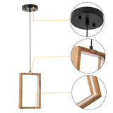 C Cattleya Geometry Rectangle Wood LED Pendant Light