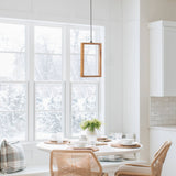 C Cattleya Geometry Rectangle Wood LED Pendant Light