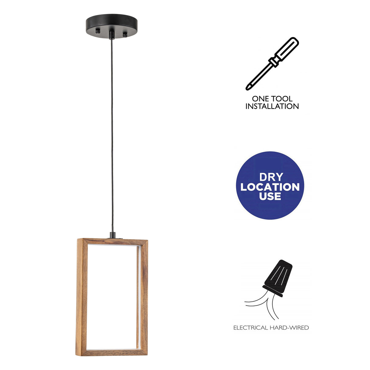 C Cattleya Geometry Rectangle Wood LED Pendant Light