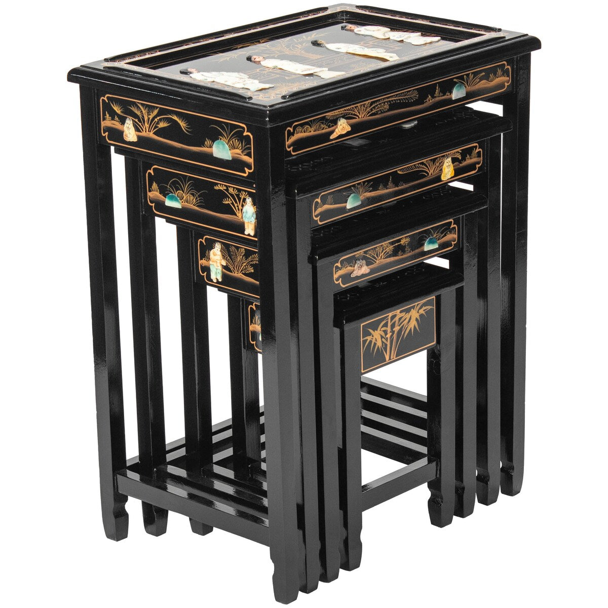 Black Lacquer Nesting Tables - Royal Ladies