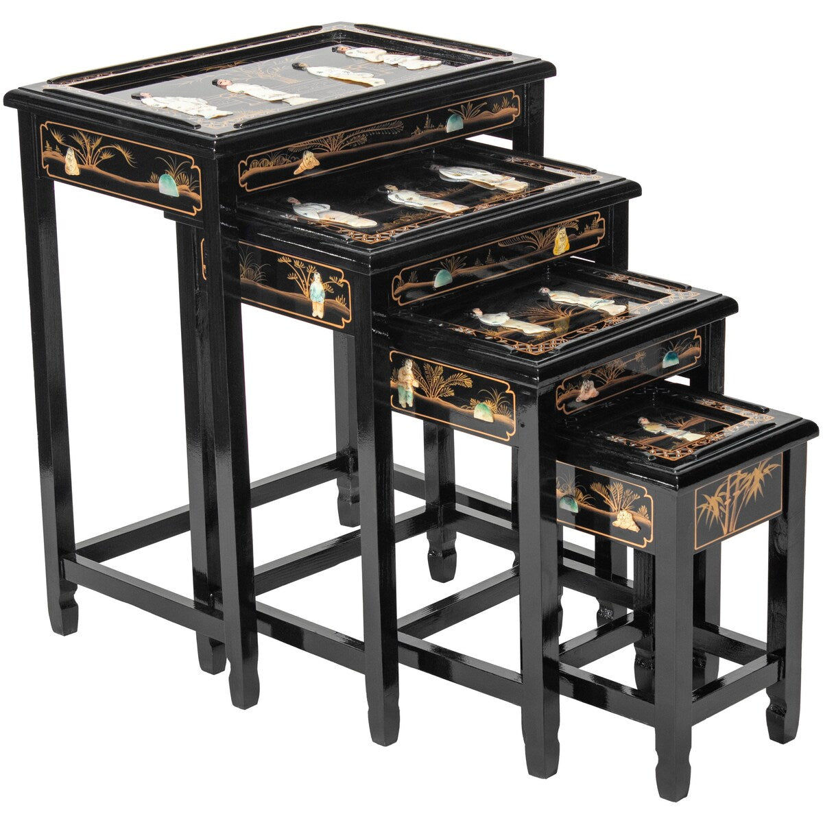 Black Lacquer Nesting Tables - Royal Ladies