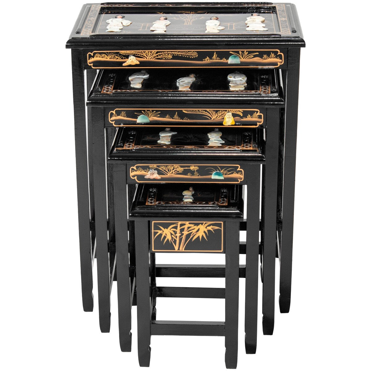 Black Lacquer Nesting Tables - Royal Ladies