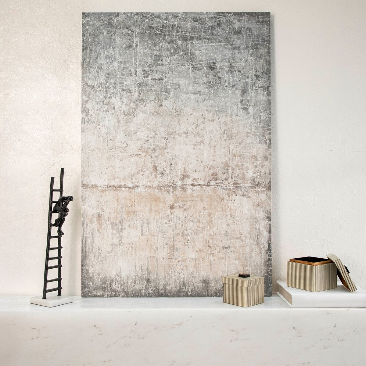 Black Ladder Sculpture, Person Sitting, , 22"H, - 5" x 5" x 22"