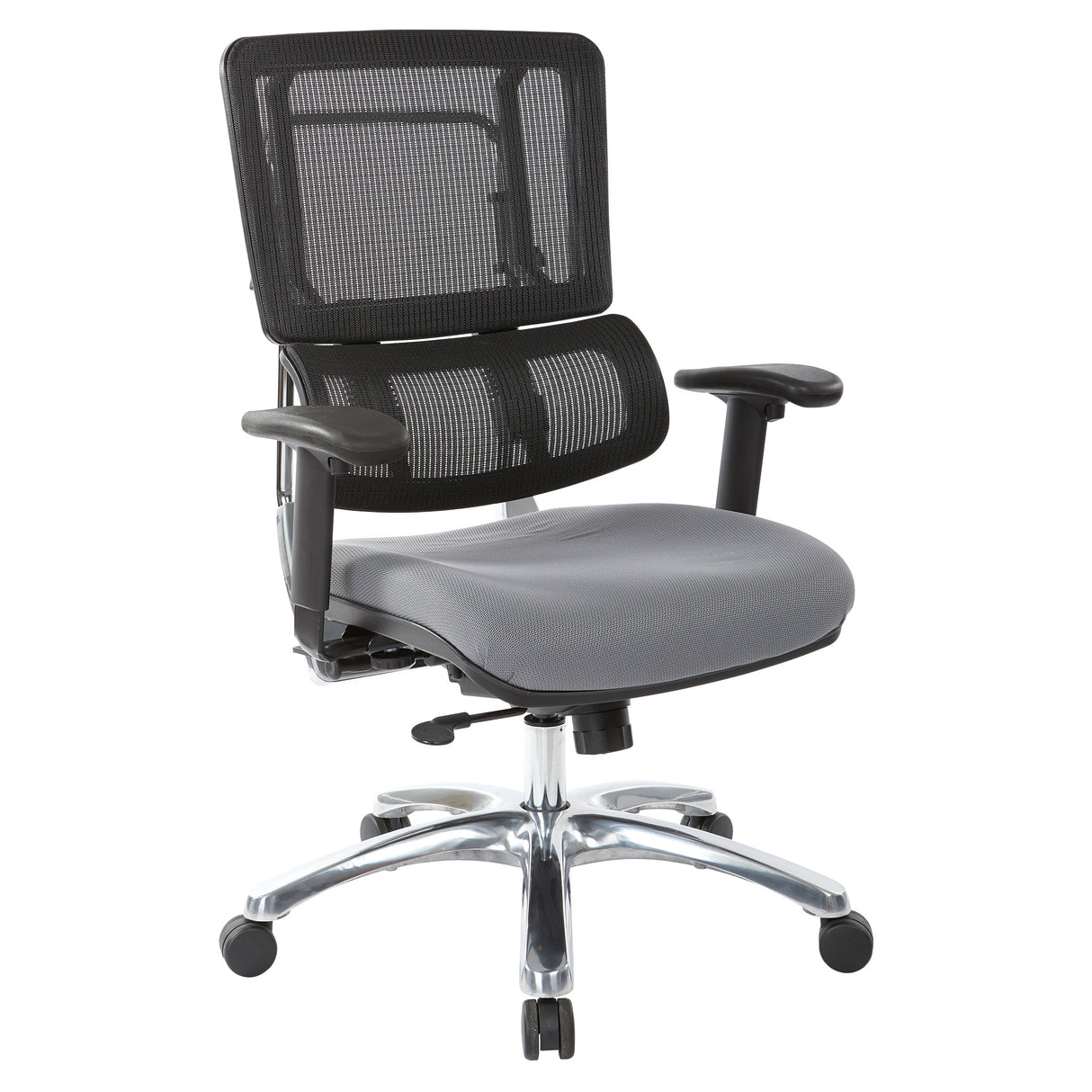 Black Mesh Back with Custom Fabric Seat and Chrome Base